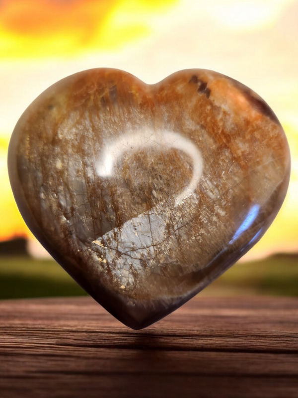 Peach Moonstone puffy heart