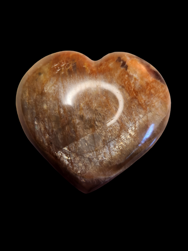 Peach Moonstone puffy heart