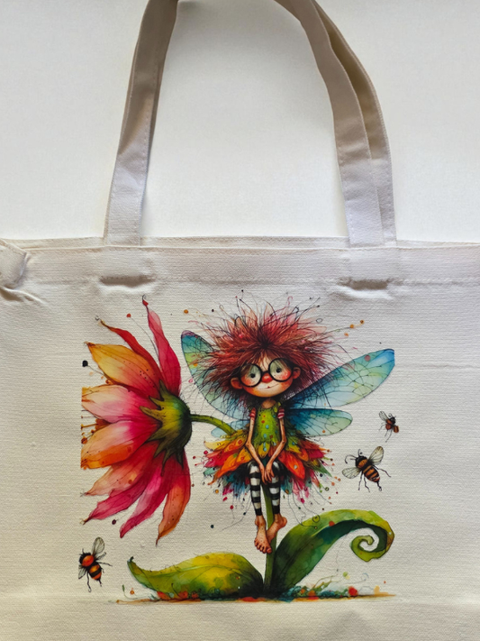 whimsical fairy sitting on a flower