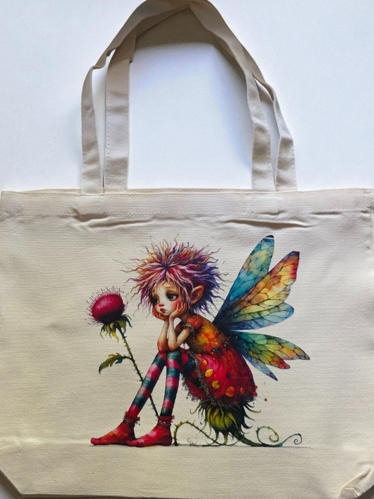 sad little fairy with a flower