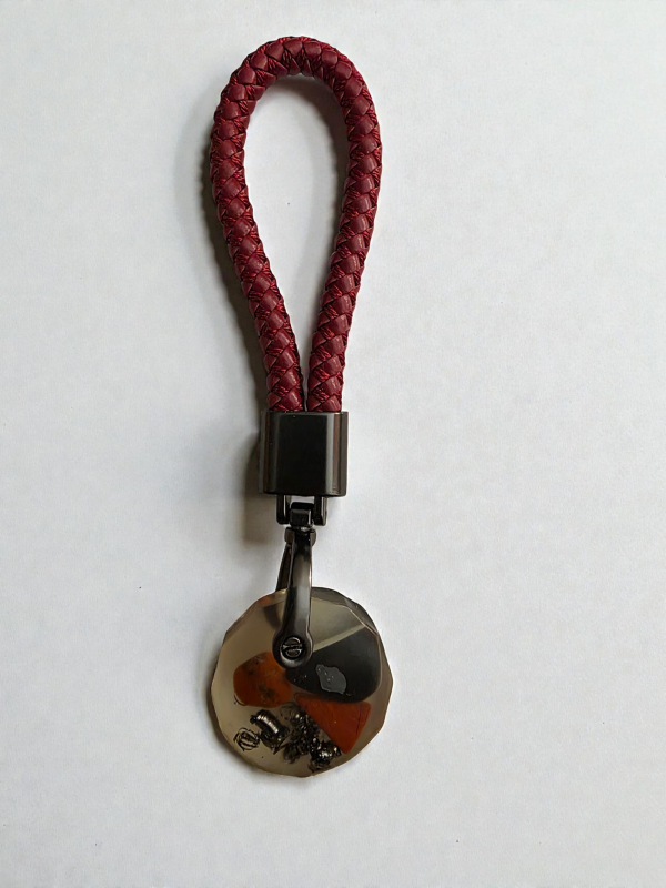 Red Jasper & Obsidian Keychain