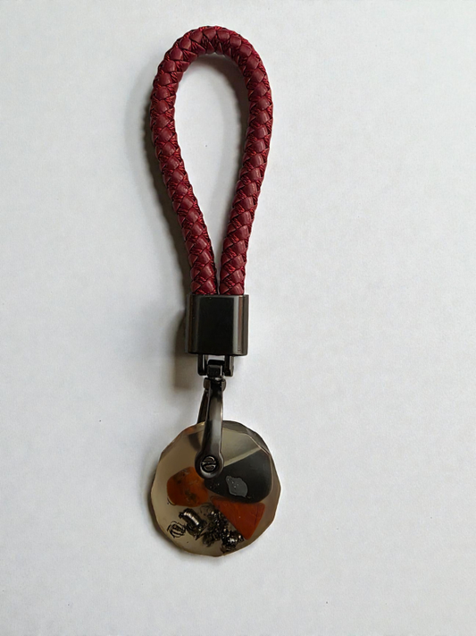 Red Jasper & Obsidian Keychain