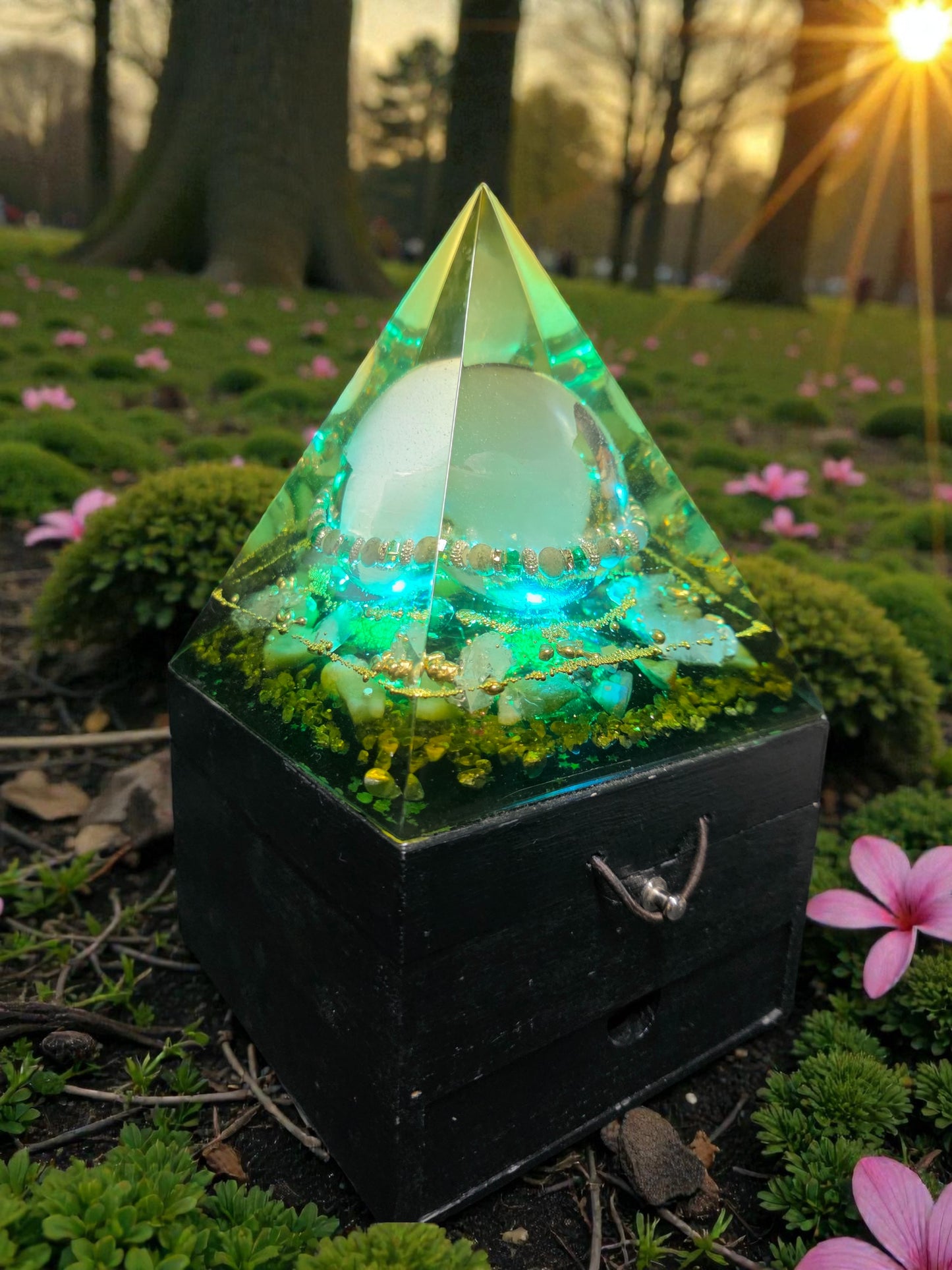 Sanctum Light Crystal Orgonite Lamp of Heart Wisdom & Divine Order