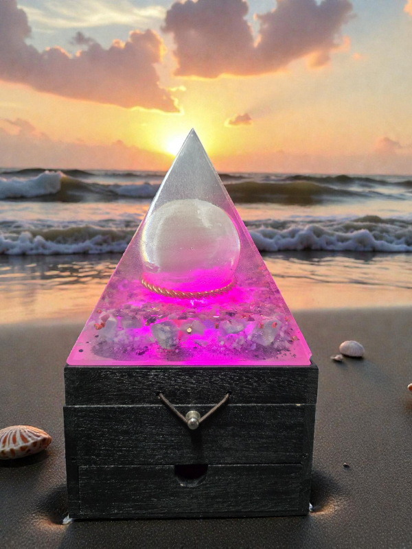Ocean Serenity - Crystal Orgonite Lamp of Calm, Flow & Emotional Balance
