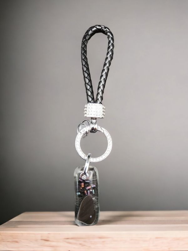 snowflake obsidian bling keychain