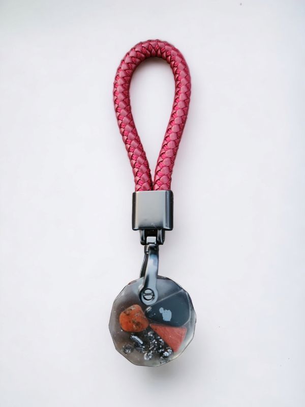 Red Jasper & Snowflake Obsidian Keychain