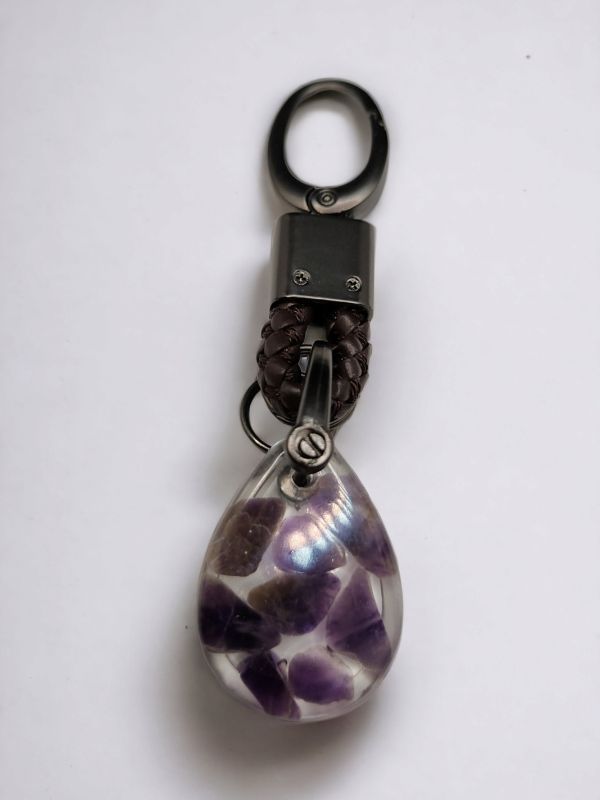 amethyst teardrop keychain